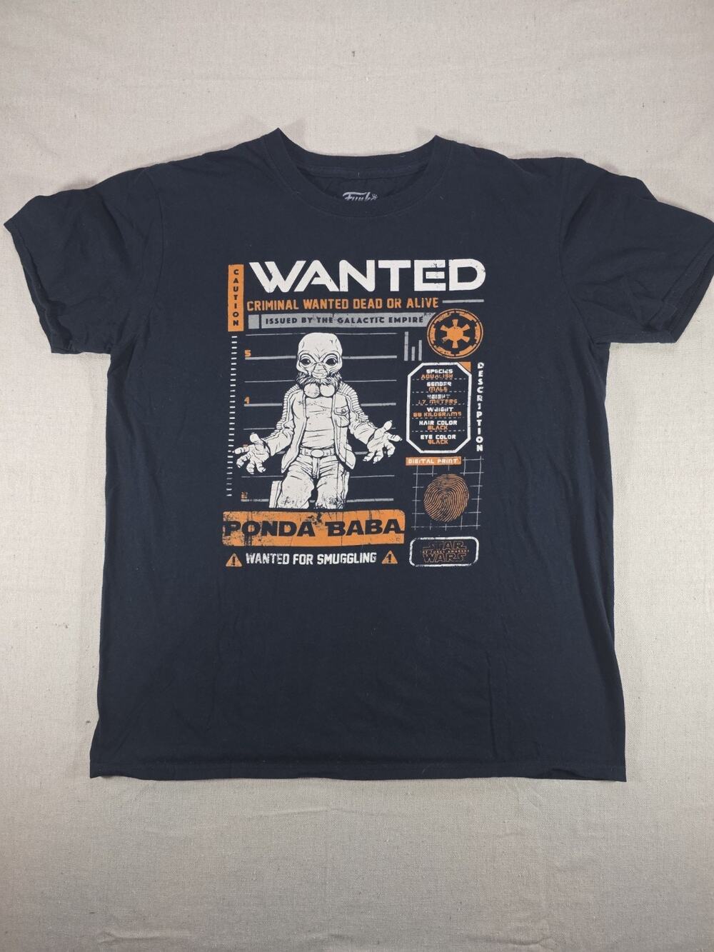 Funko Star Wars Ponda Baba Wanted Graphic T-Shirt Men's Medium Black Smuggler